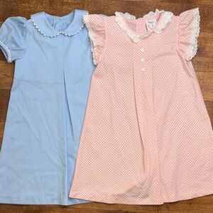 Shrimp and Grits Girls Size 6 NWT Bundle Blue Peter Pan collar and Pink Gingham